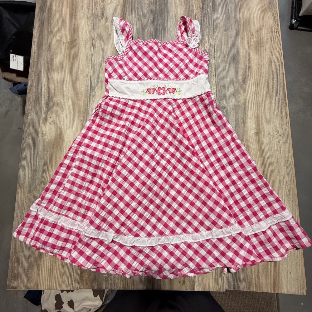 Cottagecore Emily West Dress Pink Gingham Floral Embroidered Storybook Kids 8